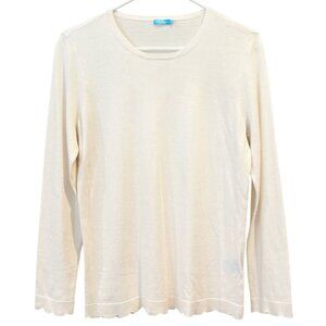 J. McLaughlin Henri Scalloped Hem Long Sleeve Knitted Shirt Size Small